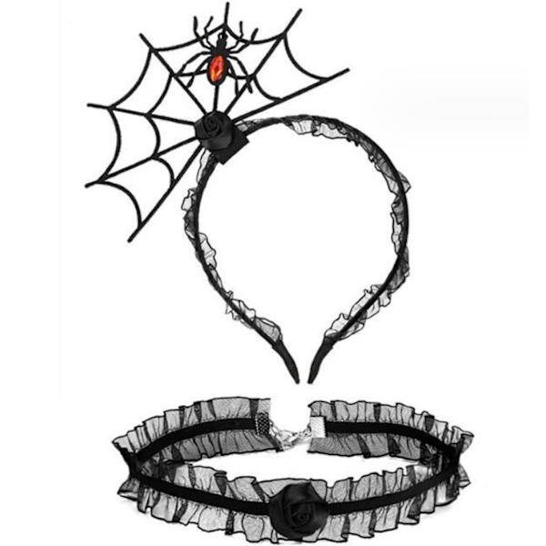 Halloween-Hämähäkinseitit Hiusnauha ja Kaulakorusetti Style 3