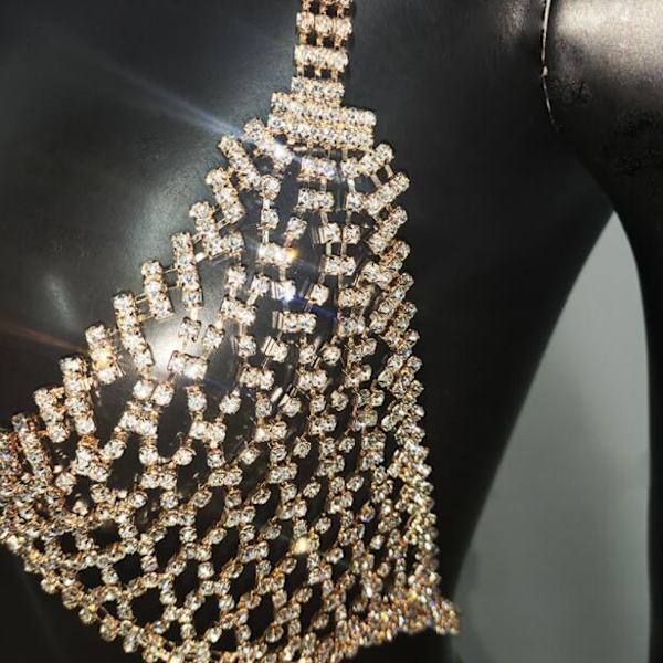 Strass lång tofs midjekedja Body Chain SILVERY