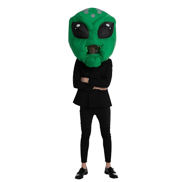 Voksen oppblåsbar kostyme Alien Dinosaur Skullhode Green