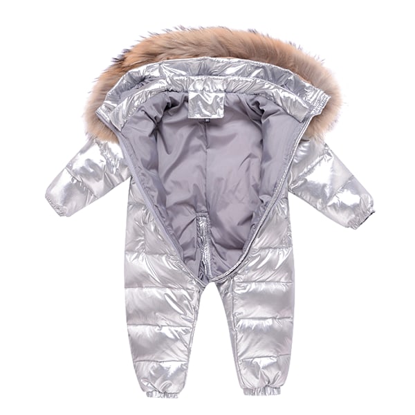 Baby vinter snödräkt kappa Romper Ytterkläder Huva silver 80cm