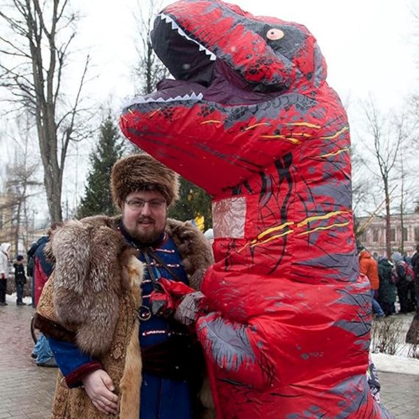 Uppblåsbar Dinosauriekostym för Vuxna, Dinosaurie Uppblåsbar Kostym för Vuxna Red