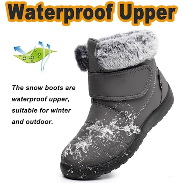 Damskor Snöskor Vinter Pälsfodrade Ankelboots Gray 41