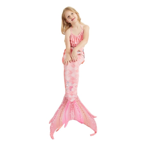 Havfruehale Badetøy for Jenter Svømming 3-delt Havfrueprinsesse Badetøy pink 140cm