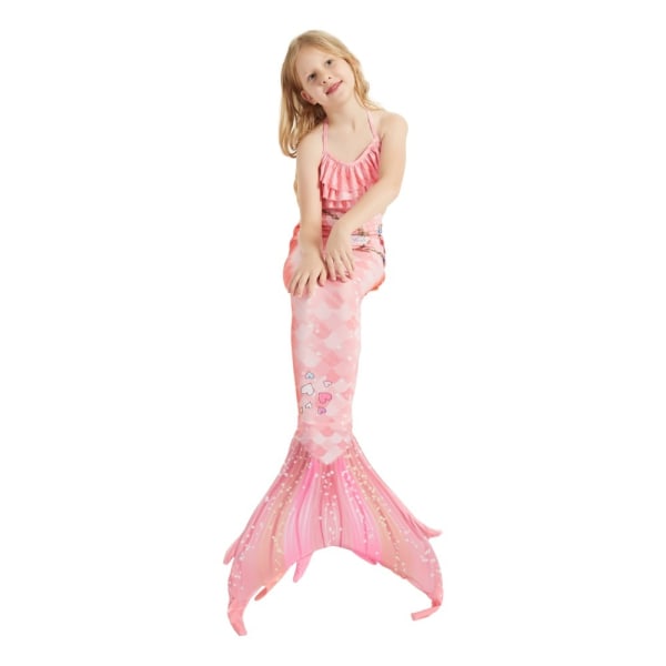 Mermaid Tails Baddräkt för flickor Simning 3st Mermaid Princess Baddräkt pink 140cm