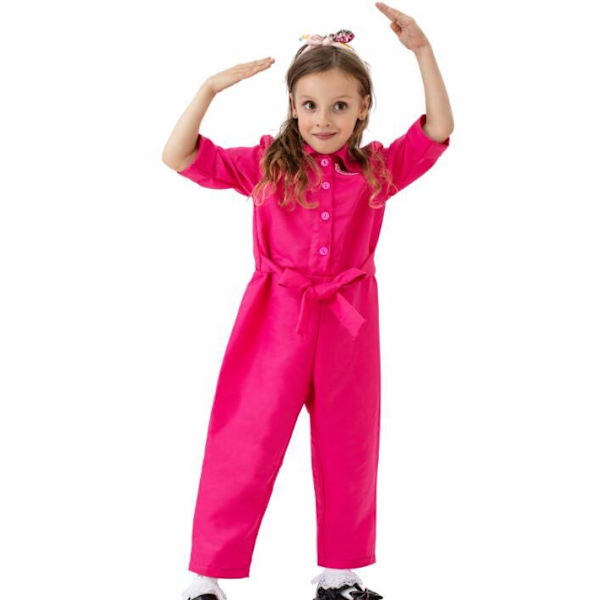 Rosa Jumpsuit för Flickor med Tillhörande Huvudbonad M