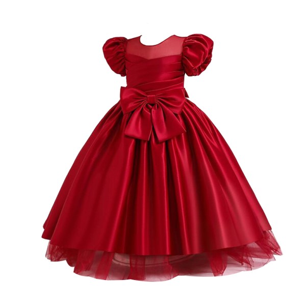 Flickor Princess Klänningar Bowknot Formell Festklänning red 160cm