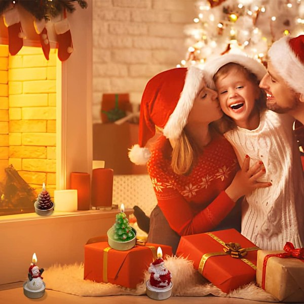 3 stk Julelys med Teelys Håndlaget Delikat Julenissen Snowman