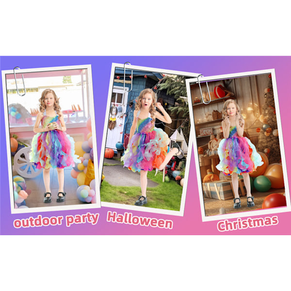 Tutu-kjole til piger, Glitrende Sequin Tulle Prinsesse Fødselsdagsfest Outfit Colorful 8T