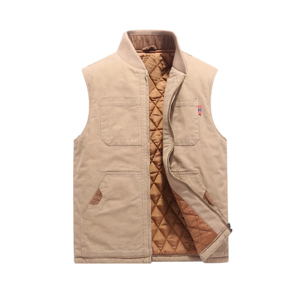 Herrar Full-Zip Canvas Cross Trail Väst Khaki 4XL