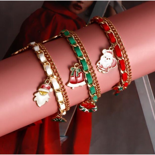 Julepynt-armbånd for kvinner med julemann-sjarm Red