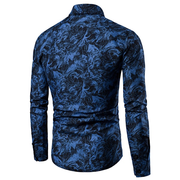Herr Casual Vintage Blommig vintage långärmad skjorta blue L
