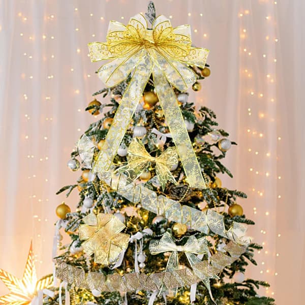 Guld och Silver Mesh DIY Julgran Glitter Mesh Rulle Dekoration Gold