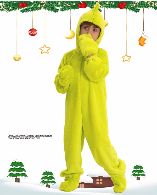Julegrøn Stor Monster Børnekostume Cosplay Sæt M