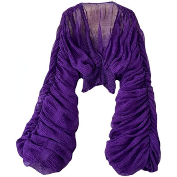 Kvinnor Bell Sleeve Toppar Festliga Toppar för Kvällskläder Spetsblusar purple