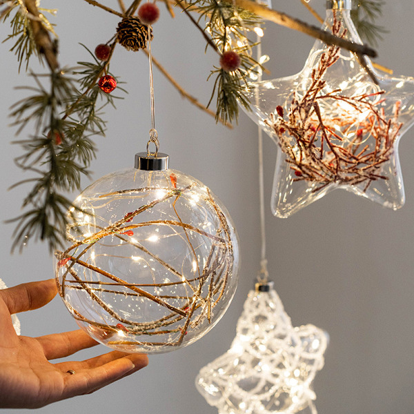 LED Glas Juletræskugler Lysende Julepynt Indendørs Velegnet Style2