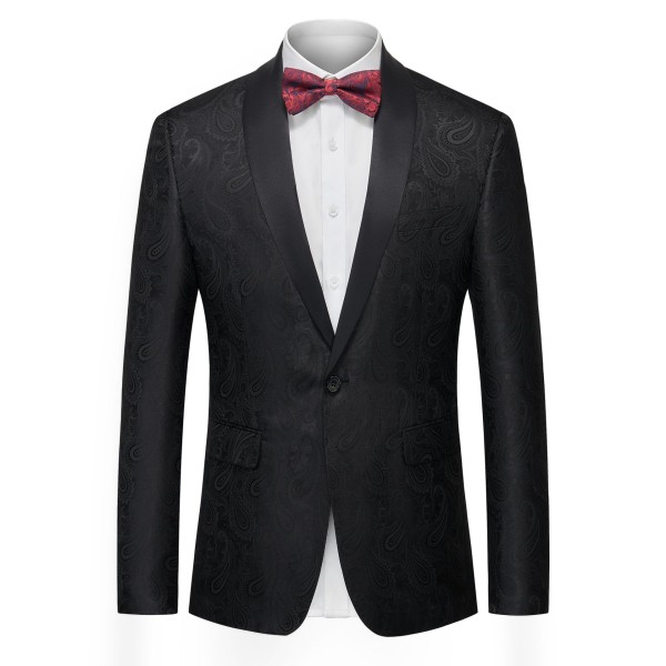 Mænds Blomster Tuxedo Jakke Paisley Sjal Lapel Blazer Jakke Black L