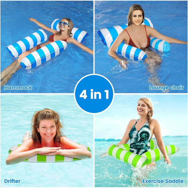 Uppblåsbara Poolflottar 4-i-1 Poolhängmatta, Portabel Flytande Stol Säng three tube