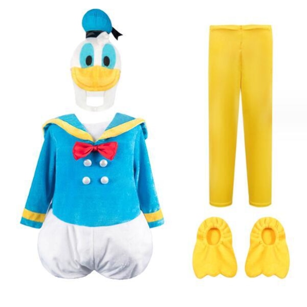 Anders And Børne Cosplay Kostume med Gratis Hat XS