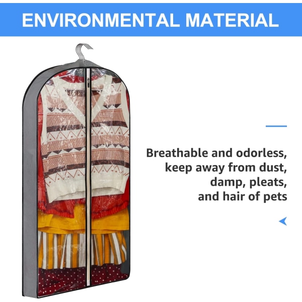 3 Pakkaa Vaatepusseja Ripustusvarustuksella Vaatteiden Säilytykseen Gray