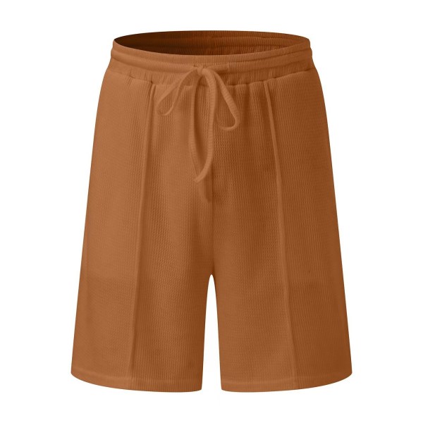 Miesten Waffle-neulepolopaita ja shortsit - 2 osainen kesäasu Brown 3XL