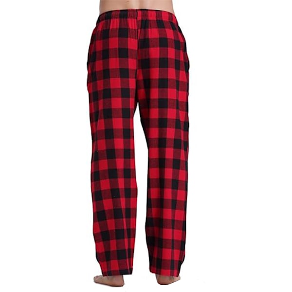 Männs Plaid Pyjamasbyxor, Mjuka Loungebyxor med Fickor Red M