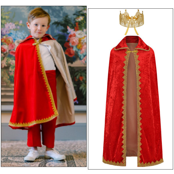 King Robe Halloween kostym Medeltida Prince King Costume Cape M
