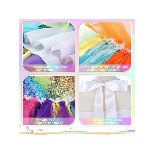 Tyttöjen Tutu-mekko, Kimaltavaa Sekvensoitua Tullea Prinsessan Syntymäpäiväjuhla-asu Colorful 6T