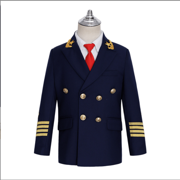 Kostym pojkar kapten uniform pilot klänning 160cm