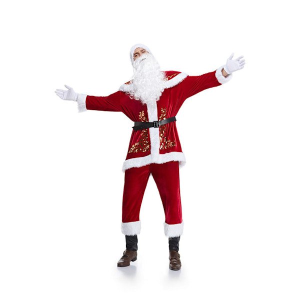 8-delad Jultomte Kostym för Herrar - Festkläder för Julen 4XL