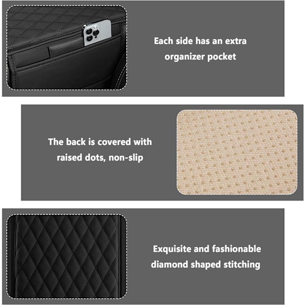 Bilens Midterkonsol Dæksel, Mikrofiber Læder Bil Armlæn Dæksel Pude Black