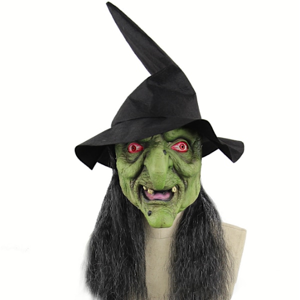 Gammal kvinna häxmask Halloween kostym
