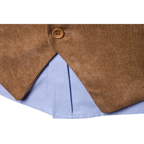 Miesten Korduroliivi V-kaula Vintage Liivi Hihaton Takki Brown XS