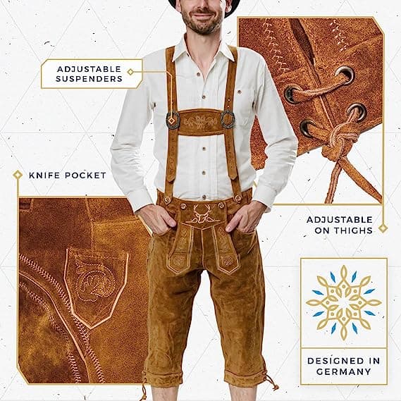 Herrbyxor Kostym Oktoberfest byxor Curry XXL