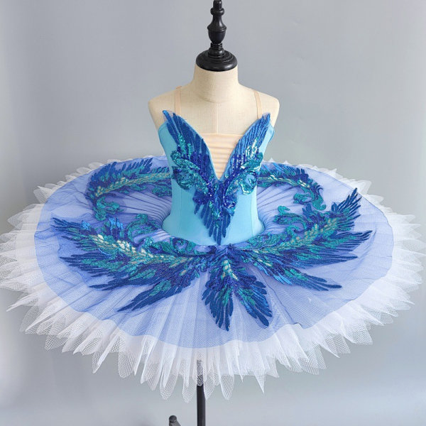 Tyttöjen hameelliset leotardit Swan Dance -esityspuvut Blue 120cm