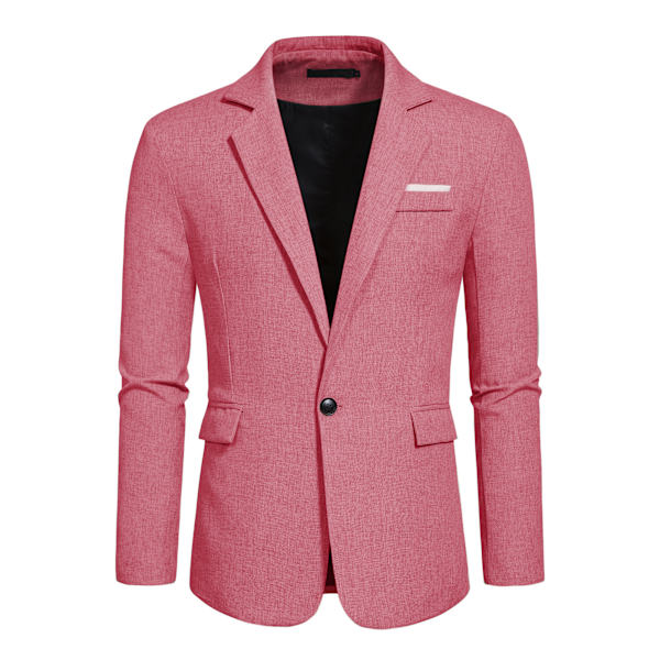 Slim Fit kavaj för män, lätt kostymjacka, 1 knapp pink M