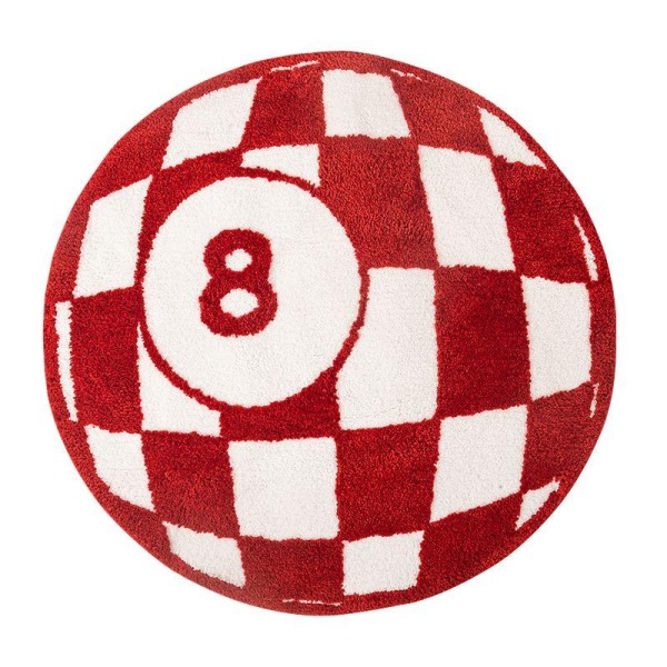 Svart matta med 8 bollar, söta, coola, roliga 39-tums mattor med runda yta Red 100cm