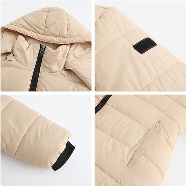 Lång dunjacka med huva för kvinnor, lätt och varm, Thermolite Khaki XXL