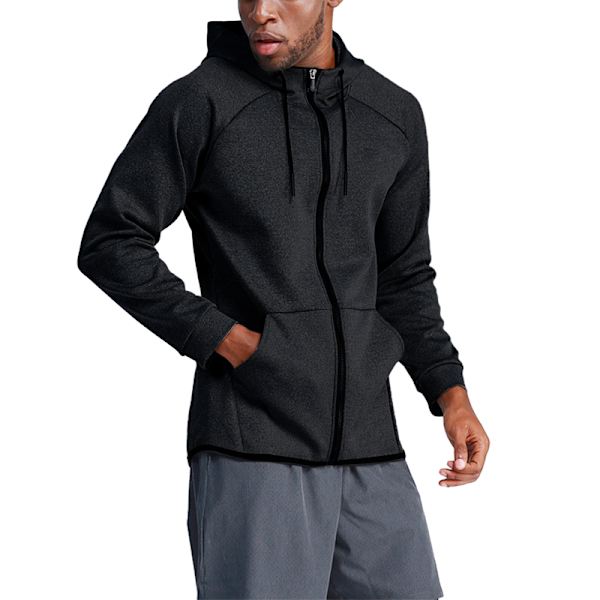 Lättvikts Hoodie med Full Zip för Män - Solskydd för Utomhus Black L