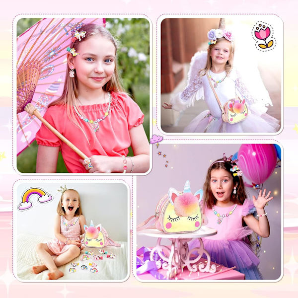 Lille Pige Punge Toddler Crossbody Punge Plys Unicorn Punge 9PCS-2