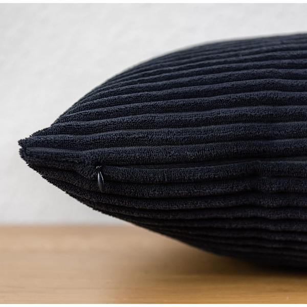 2 st Corduroy Kuddfodral, Solid & Randig Kuddeöverdrag (45*45cm) Dark Gray