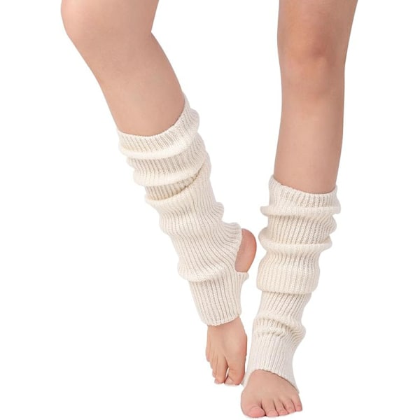 Balletbenvarmere til kvinder Strikket Stirrup Benvarmere White