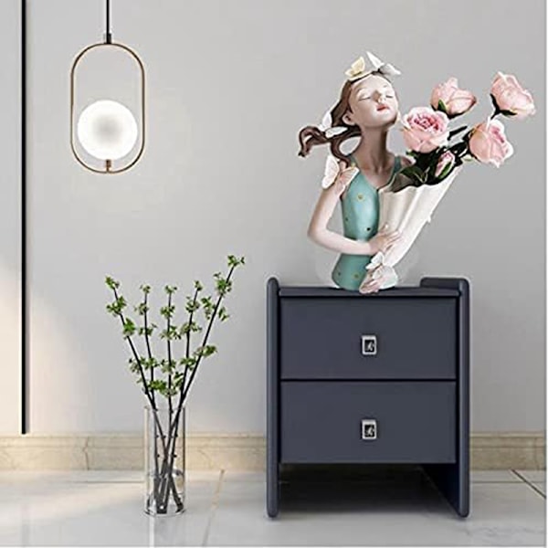 Flickor Figurer Blomvas, Resin Flickor Staty Skulptur Blomkrukor white