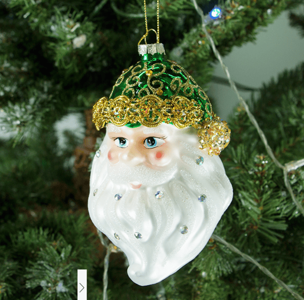 Jultomten Ansikte Glas Julgransprydnad 2st