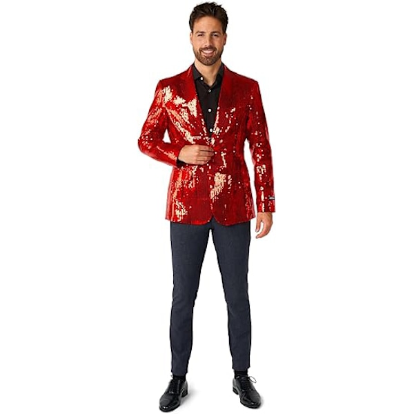 Paljettkavaj för Män, Glänsande Partykavaj Red XL