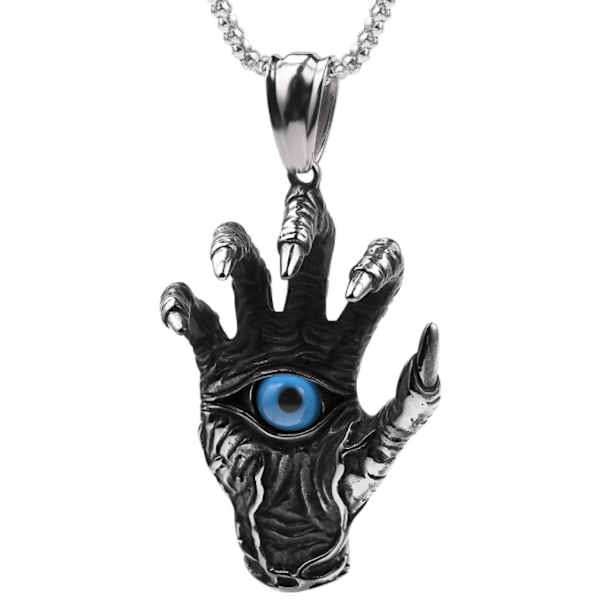 Demon Hand Dragon Claw Blue Eye Pendant halsband blue
