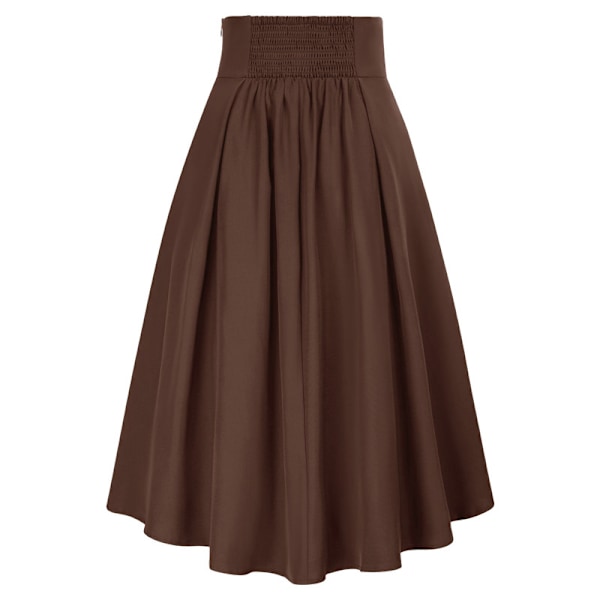 Dam Goth Steampunk Kjol Hög Midja Pirat Midi A-Linje Kjol Brown L