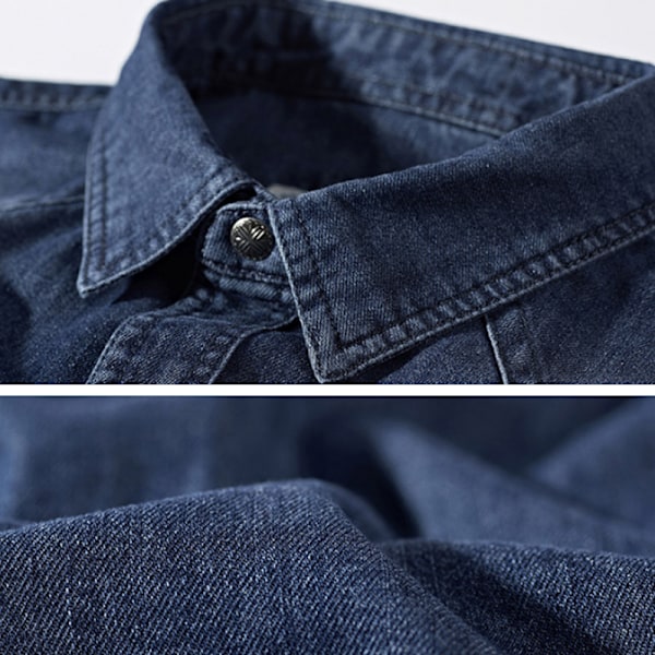 Herre Denimskjorte Retro Casual Jean Arbeidsskjorte Light Blue M