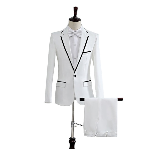 Herrejakkesæt Slim Fit 1-delt Formelle Jakkesæt til Bryllup Galla White S