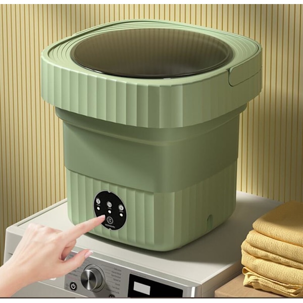Bærbar Vaskemaskine, 11L 2 i 1 Foldbar Vaskemaskine og Tørretumbler green