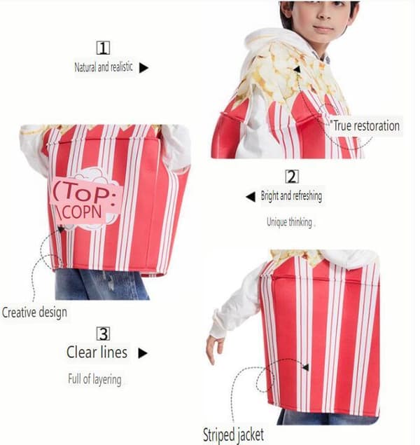 Halloween Popcorn-kostyme for barn Red WhIte